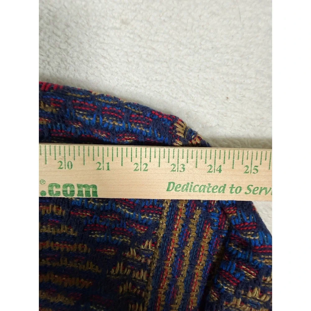 Robert Bruce Vintage Geometric Diamond Knit Crewneck Sweater Navy Red Gold XL